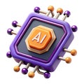 Futuristic ai microchip with purple and orange accents Royalty Free Stock Photo
