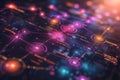 Futuristic ai neural network visualization with quantum computing and cyber security elements Royalty Free Stock Photo