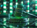 Futuristic AI Powered Digital Judge s Gavel with Circuit Board Aesthetics