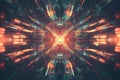 A futuristic AI-powered energy core, radiating pulsating cybernetic light, swirling holographic