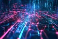 A futuristic AI-powered quantum matrix, composed of glowing cybernetic energy streams,