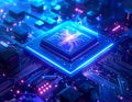 Futuristic AI Processor Chip with Neural Network Core â Advanced Semiconductor Technology, Quantum Computing Royalty Free Stock Photo