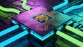 Futuristic AI Processor Core with Glowing Circuits Royalty Free Stock Photo
