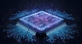 Futuristic AI Processor and Digital Data Flow Royalty Free Stock Photo