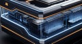 Futuristic ai processor with glowing neon accents showcases advanced technology design Royalty Free Stock Photo