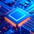 Futuristic AI Processor Microchip On Digital Circuit Board Artificial Intelligence Semiconductor Technology Royalty Free Stock Photo