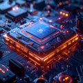Futuristic AI Processor Microchip Technology Background Royalty Free Stock Photo