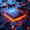 Futuristic AI Processor Technology Background (AI Generated) Royalty Free Stock Photo