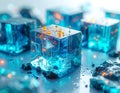 Futuristic AI Quantum Computing Data Cube with Blockchain Technology Royalty Free Stock Photo