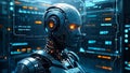 Futuristic AI Robot with Digital Interface smart automation, high-tech AI, digital assistant Royalty Free Stock Photo