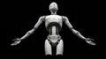 Futuristic AI Robot in Divine Pose on black Background. Generative AI