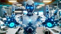 Futuristic AI Robot in a High-Tech Laboratory Setting. Advanced Technology, Automation Conceptualization. Science