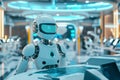 Futuristic AI Robot in High-Tech Office Royalty Free Stock Photo