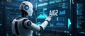 AI Robot Working on a High-Tech Computer Interface digital transformation, AI future, advanced robotics