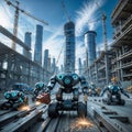 Futuristic AI Robots Revolutionizing Urban Construction