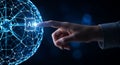 Futuristic AI Technology Interface Concept with Finger Touch Point and Global Network Connectivity Royalty Free Stock Photo