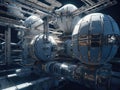 Futuristic AIpowered space station with robots