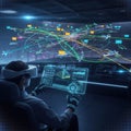 Futuristic Air Traffic Control System Using Virtual Reality Technology Royalty Free Stock Photo