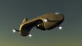 Futuristic aircraft flying at high altitude