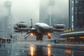 Futuristic Airport Hustle and Bustle