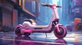 A futuristic, all-electric scooter with smart connectivity. Digital concept, illustration painting