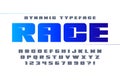 Futuristic alphabet design, typeface, letters and numbers.