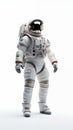 Futuristic U.S.A astronaut spacesuit on white backdrop