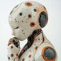 Futuristic android robot with thoughtful expression and intricate mechanical details Royalty Free Stock Photo