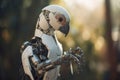 Android robotic parrot bird. Generative AI