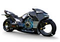 Futuristic angled light cycle. Motorcycle is on an isolated white background.