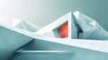 Futuristic angular architecture with red accent window