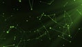 Futuristic animation with glowing triangles in slow motion, seamless loop. Motion. Plexus flying futuristic triangular