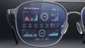 Futuristic AR Glasses Displaying Data Analytics Dashboard Royalty Free Stock Photo
