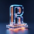 Futuristic Architectural Design: Hologram Liquid Letter R