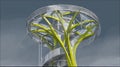 Futuristic architectural rendering of a tree-like structure with a spiral staircase, sky Royalty Free Stock Photo