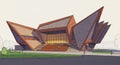 Futuristic architectural structure featuring sharp, angular design elements. The Royalty Free Stock Photo