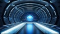 Futuristic architecture, blue corridor, modern design, abstract vanishing point generated by AI Royalty Free Stock Photo