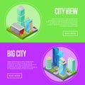 Futuristic architecture cityscape banners set Royalty Free Stock Photo