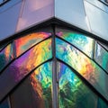 Futuristic Architecture with Dichroic Glass Facade Royalty Free Stock Photo
