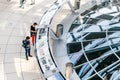 Futuristic architecture of a Glass Dome with crowds of people on the roof of the Reichstag building Royalty Free Stock Photo