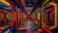 Futuristic architecture inside of a multi colored nightclub generated by AI