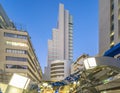 TOKYO, JAPAN - August 21 2018: Futuristic architecture in Shibuya district in Dogenzaka street Royalty Free Stock Photo