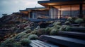 Modern House On Cliff At Sunset: Unreal Engine, Casey Baugh, Bjarke Ingels