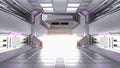 Futuristic Architecture Sci-Fi Hallway and Corridor Interior, 3D Rendering