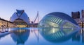 City of Arts and Sciences in Valencia at Blue Hour with Reflections Royalty Free Stock Photo