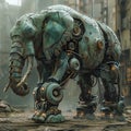 armed war elephant mechanical robot warrior.Generative Ai