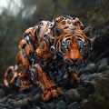 armed war tiger mechanical robot warrior.Generative Ai