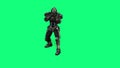 Futuristic Armored Soldier boxing on Green Screen for Compositing