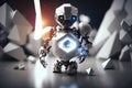 Futuristic army robot warrior made of white and gray metal. Royalty Free Stock Photo