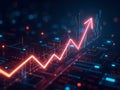 Futuristic Arrow Chart Rising with Neon Data Lines on Abstract Tech Background Royalty Free Stock Photo